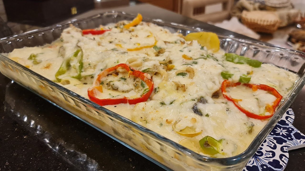 صينيه سمك قاروص مخلى من الشوك بالكريمه و البطاطس