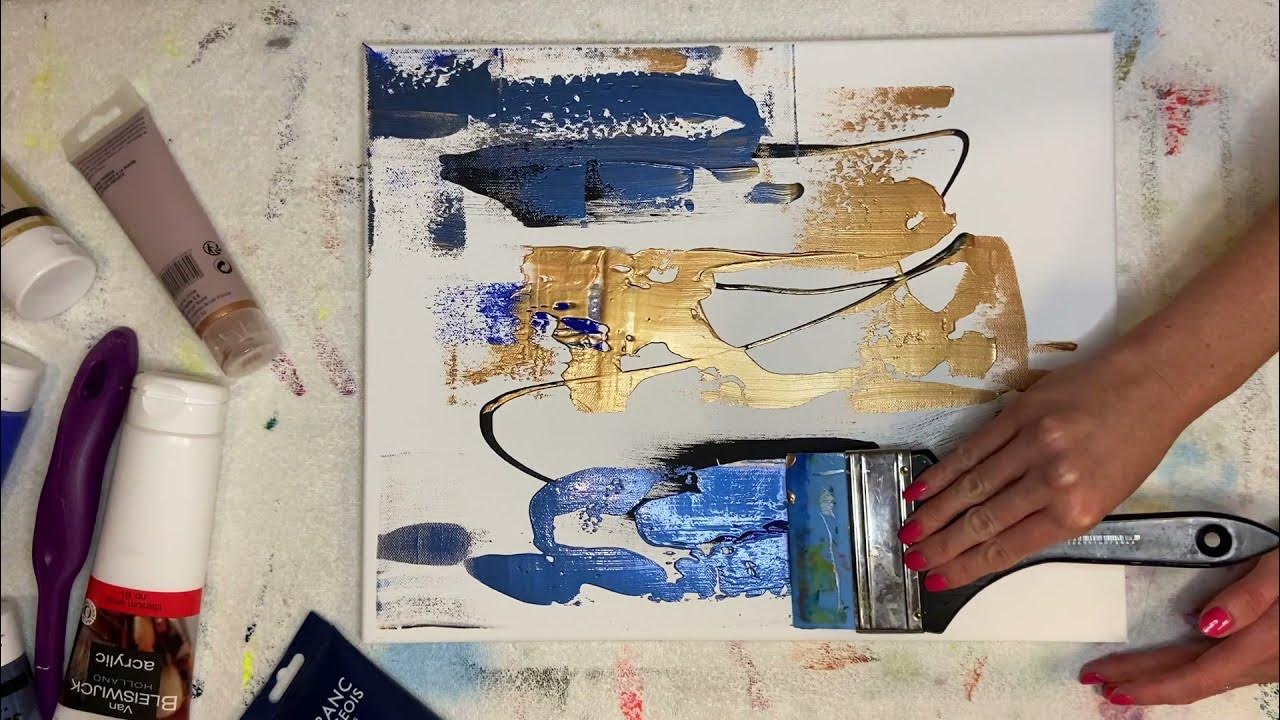 Démonstration de peinture abstraite à la peinture acrylique et à la spatule, sur toile. YouTube