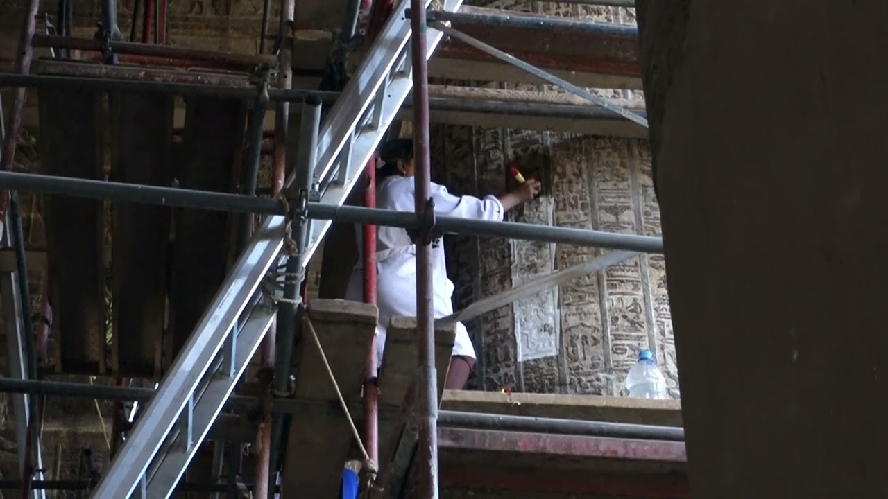 Esna temple unveiling of ancient colors