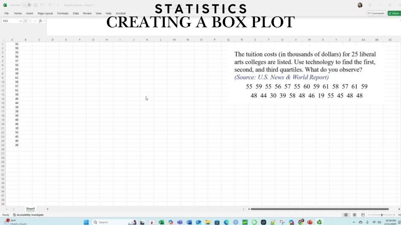 How to Create a Box Plot in Excel : Tukey's Five-Number Summary ...