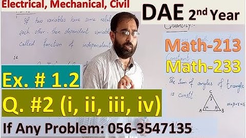 Lec. 7 | DAE 2nd Year Math | Exercise 1.2 | Q. No. 2 | Functions and Limits | Math 213  233 |