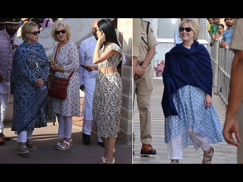 Hillary Clinton hides broken wrist under a shawl and custom kurta