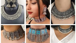 oxidized silver choker necklace designs 