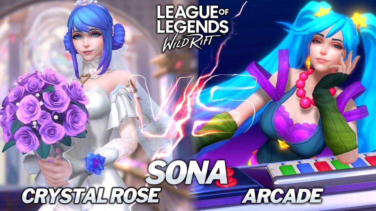 Crystal Rose Sona VS Arcade Sona ( Skins Comparison ) Wild Rift - YouTube