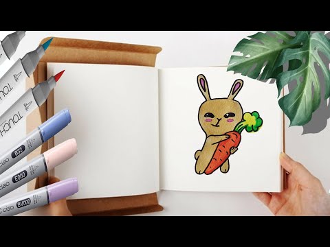 Как нарисовать зайчика с морковкой || How to draw a bunny with a carrot