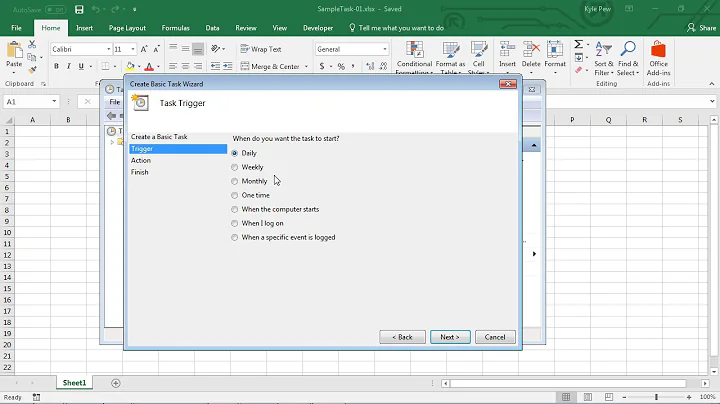 Microsoft Windows Task Scheduler with Microsoft Excel
