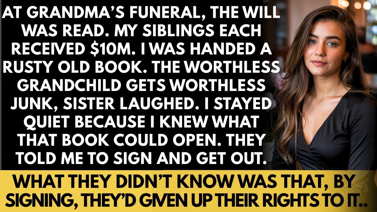 At Grandma’s funeral, the will was read, My siblings each received $10M, I was handed a rusty book..
