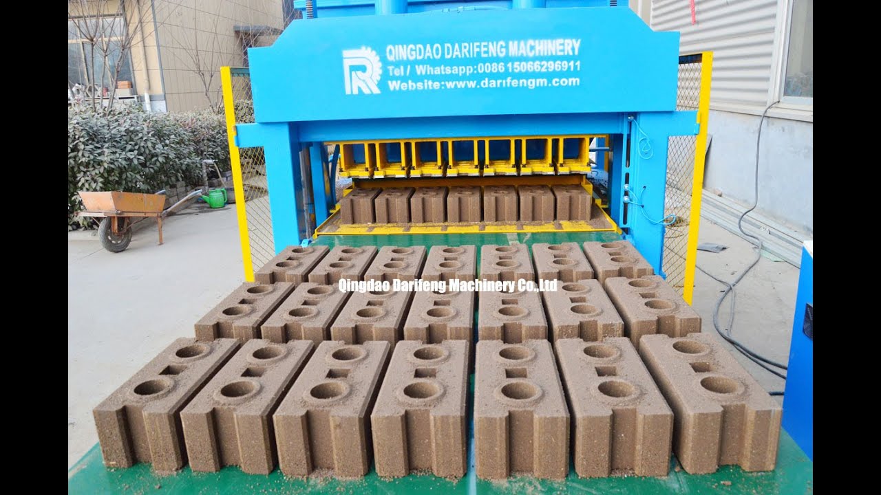 DF7-10 Automatic clay interlocking brick machine - YouTube