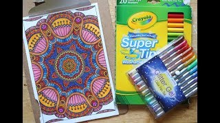 Coloring Mandalas for Adults | Crayola Super Tips Markers & Luna Jayne Glitter Gel Pens
