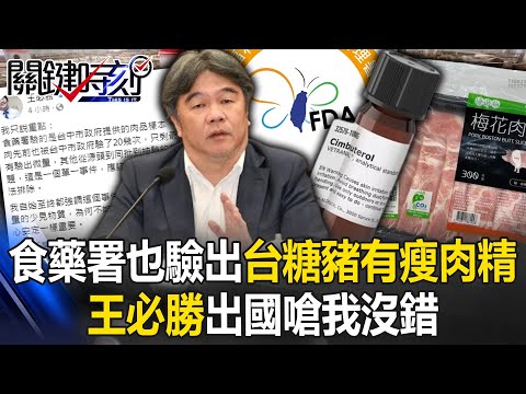 翻車！食藥署也驗出台糖豬有瘦肉精「西布特羅」 王必勝關機出國還嗆「我沒錯」！【關鍵時刻】20240207-1 劉寶傑 黃世聰 張禹宣 徐巧芯 黃敬平 姚惠珍