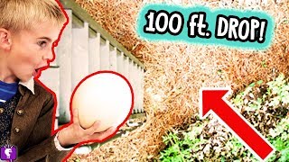 100 ft giant ostrich egg drop watermelon drop challenge with hobbykidstv