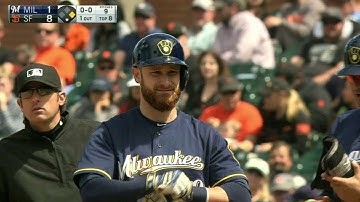 MIL@SF: Lucroy sends a line-drive single to center
