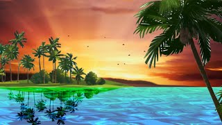 Background Animasi Bergerak Panorama Laut di Waktu Petang