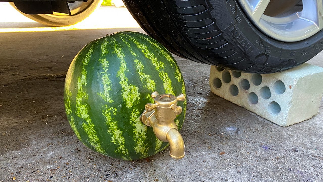 Experiment Car vs asmr Watemelon Tap! Experiments and Crunch things with car