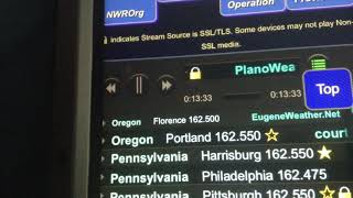 Winter storm alerts on NOAA weather radio Kec56 in Dallas