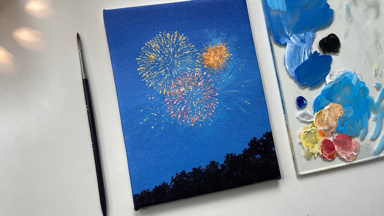 Fireworks acrylic painting / acrylic painting tutorial/ acrylic painting for beginners