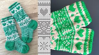 картинка: Жаккард по схеме! Урок для начинающих #knittingtutorialforbeginners #knittingsocks #вязаныеноски)