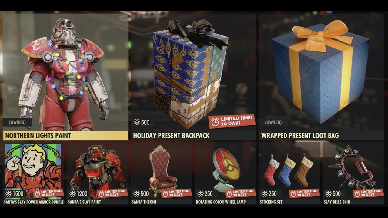 Fallout 76 - Atomic Shop Items - 21 Dec 2021 - Holiday Bundles/Items