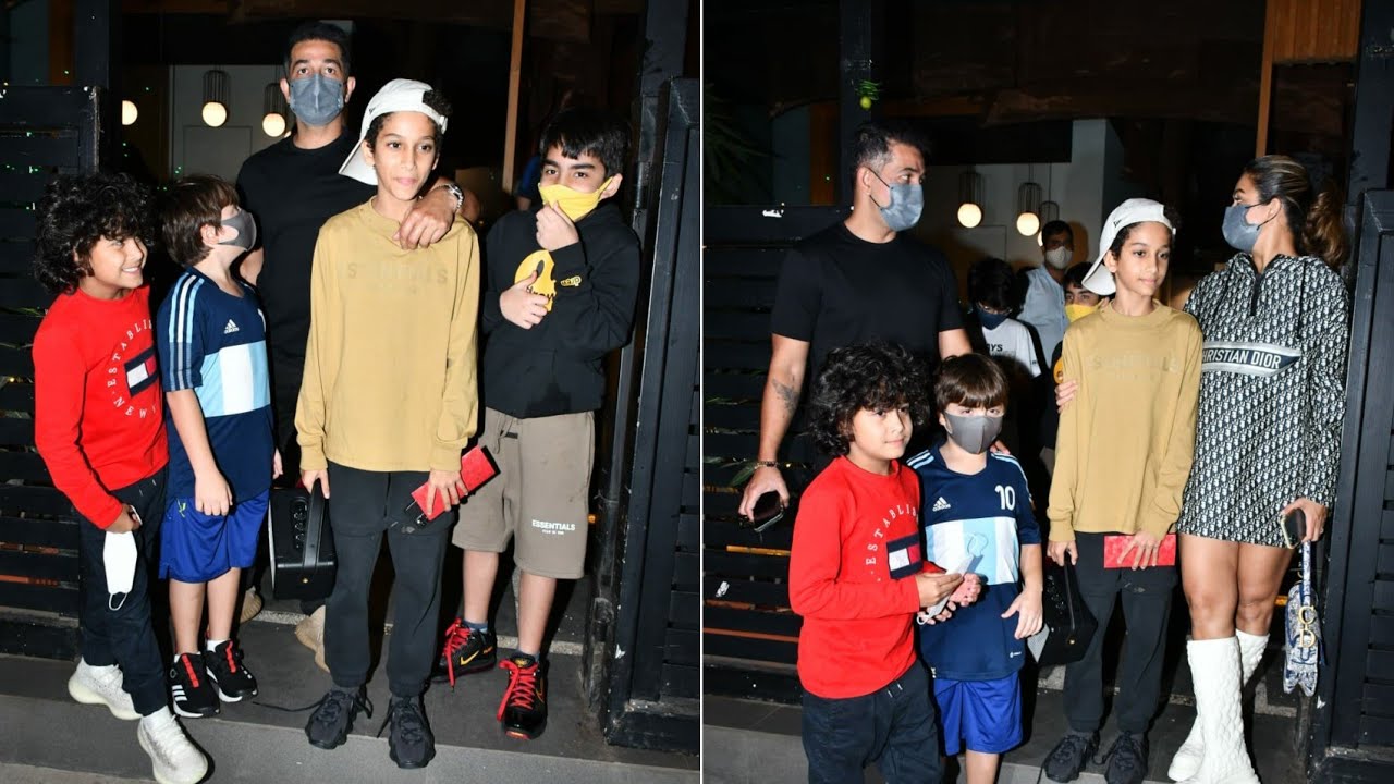 Shahrukh Khan Son AbRam Khan Amrita Arora Shakeel Ladak And Mom And Son At Birthday party in Bandra