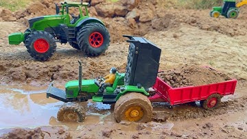 diy remote control tractor new Holland with trolley in mud @MrPendujatt22 