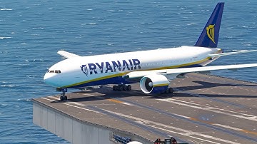Impossible Takeoff! Boeing 777 Ryanair Blasts Off from Aircraft Carrier!