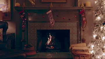 6 Hours| Christmas Ambience 🎅 w/ Rain and Thunder | Crackling fireplace Sounds 🔥