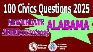 100 Civics Questions for US Citizenship Test 2025 Alabama