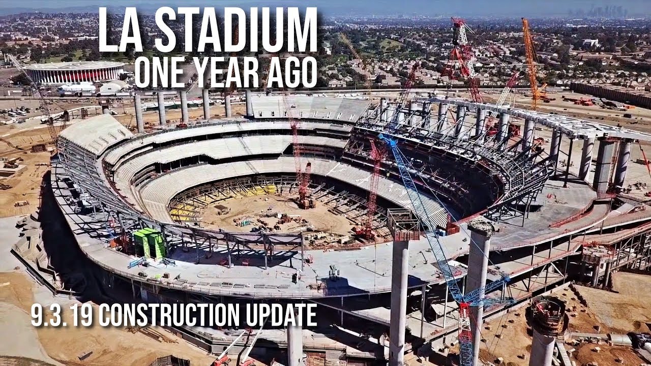 Rams Chargers LA Stadium Construction Update 9.3.19 - YouTube