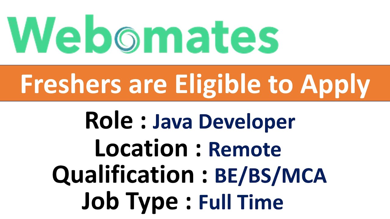 Webomates Hiring Java Developer - Freshers are Eligible to Apply - YouTube