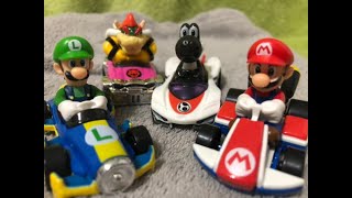 Mario Kart Hot Wheels - Mario, Luigi, Bowser & Black Yoshi - Stop Motion Race