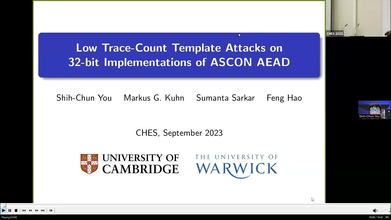 Side-Channel Attacks on Symmetric Algorithms II (CHES 2023) - YouTube