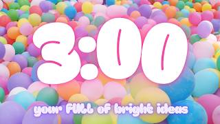3 Minute Classroom Timer | Colorful Balloon Theme | "Bright Ideas" Quick Countdown