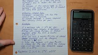 Nominal and Effective Interest Rate Example // SHARP EL-738XT Calculator