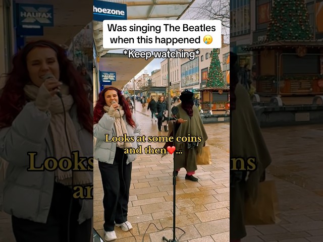 Thought she was about to walk away but then..🥺❤️ #singing #busking #singer #thebeatles #shorts class=