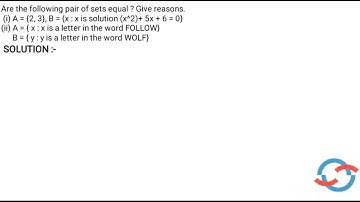 Are the following pair of sets equal ? Give reasons. ....I CLASS 11 NCERT  MATHS I CHAPTER 1 SETS