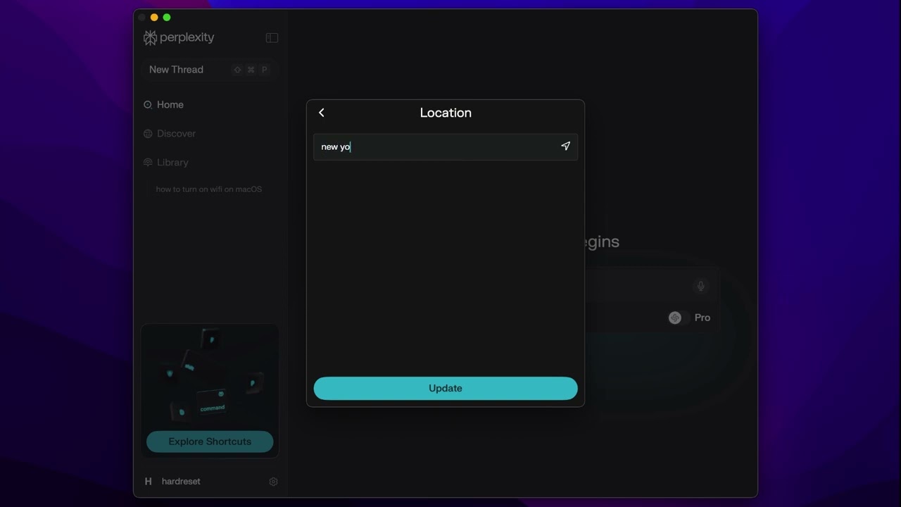 Change Location in Perplexity AI