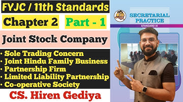 SP | Chapter 2 | Joint Stock Company | Partnership Firm | Sole Trading | Class 11th | Hiren Sir |