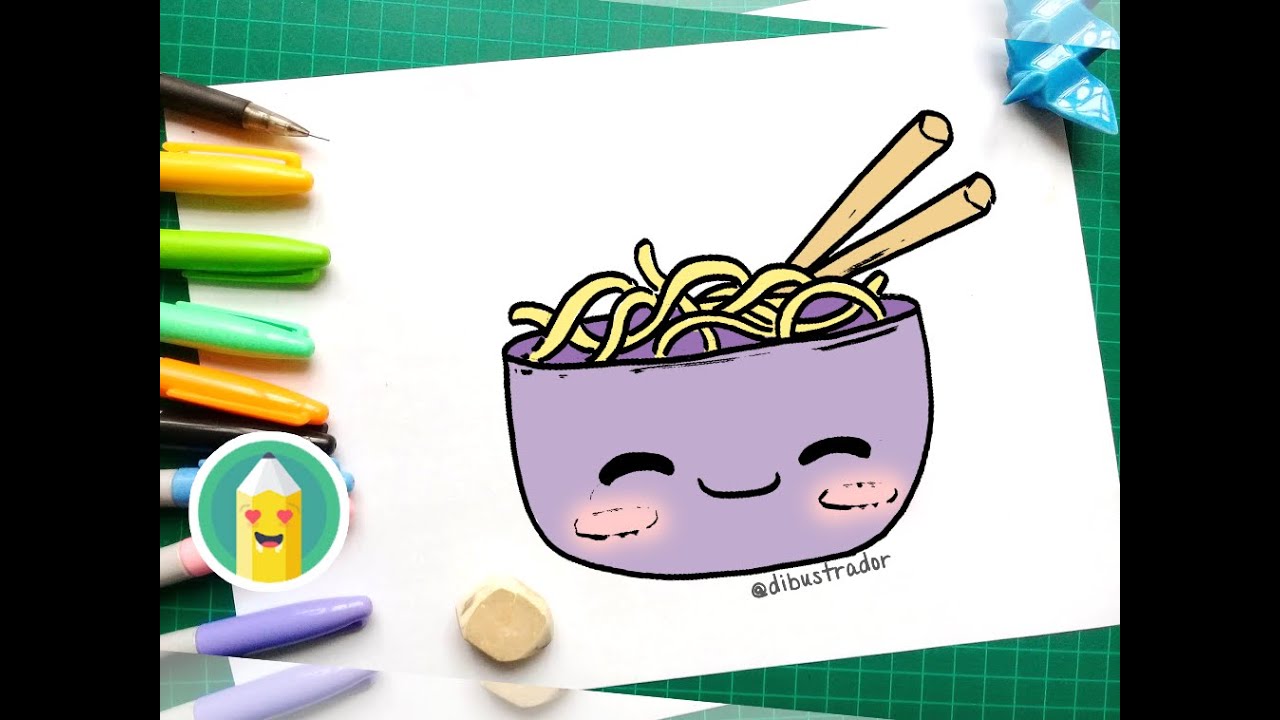 Como Dibujar un Palto de Fideos Kawaii Facil | How to Draw a Kawaii ...