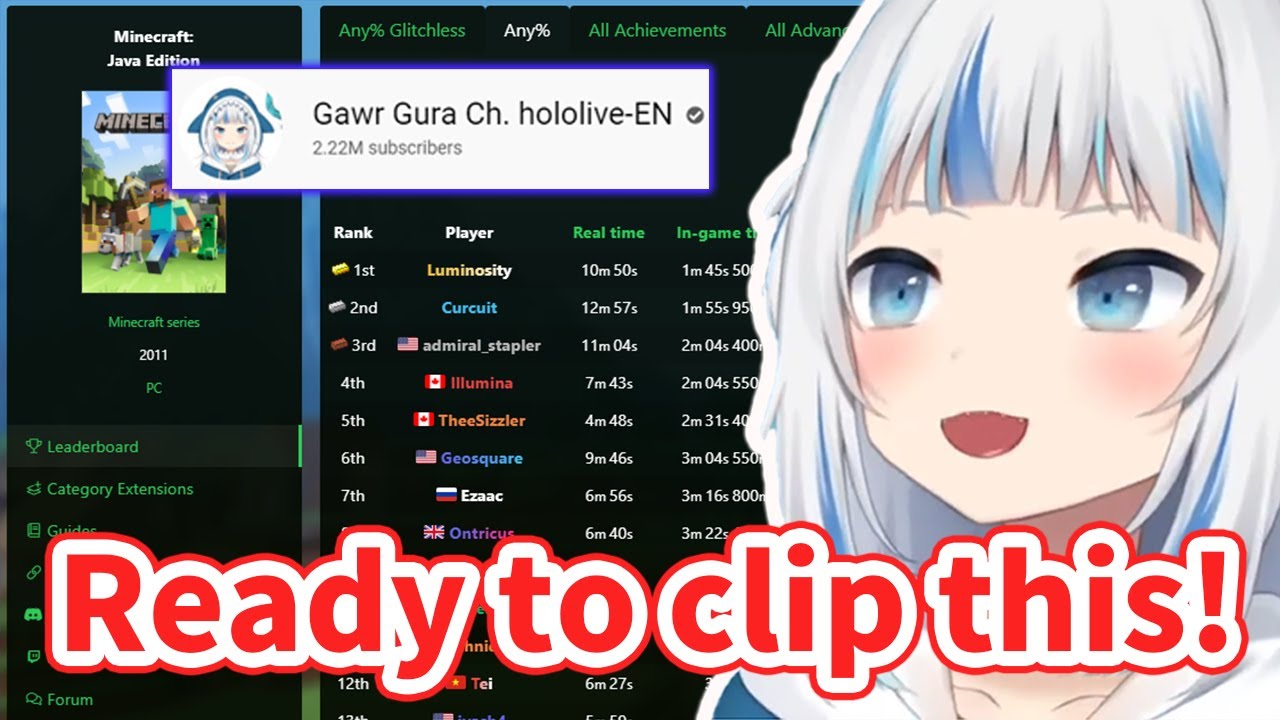 Gura has something to say to Minecraft SPEED RUNNER【Gawr Gura / HololiveEN】