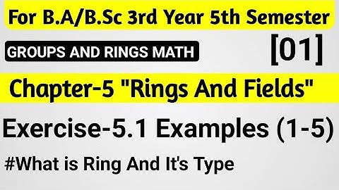 Rings And Fields Chapter 5 Groups And Rings Math | BSc 5th Sem Third Year || Basic With Examples