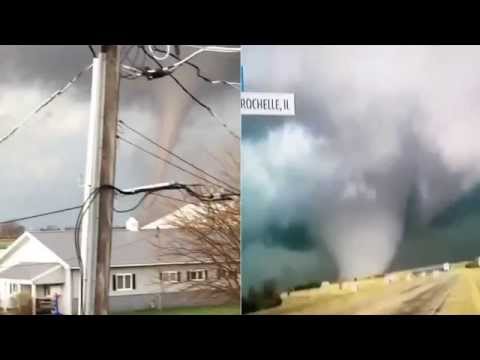 Large Tornado Storm Hits Rochelle Illinois - West Chicago IL (4/10/2015)