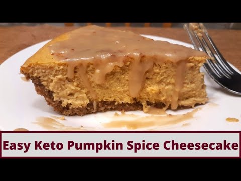 Easy Keto Pumpkin Spice Cheesecake With Quick Keto Caramel Sauce (Gluten Free)