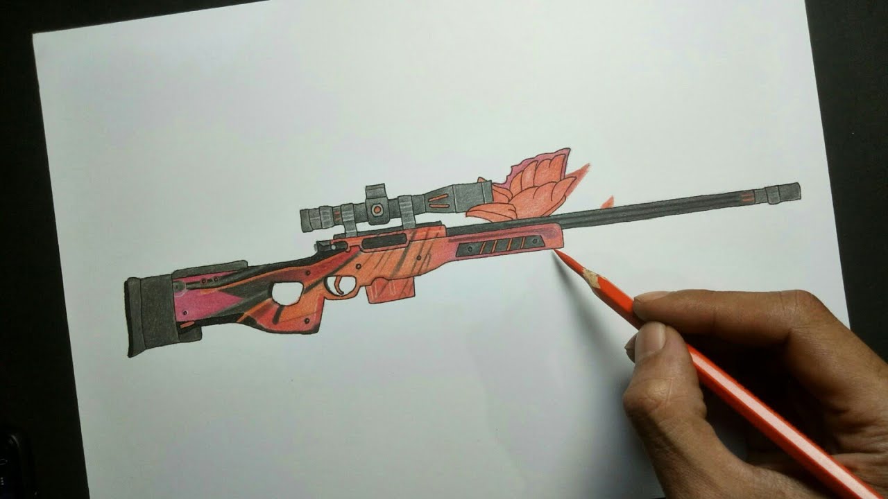 Menggambar AWM FF Free Fire Weapon Drawing Gambar 