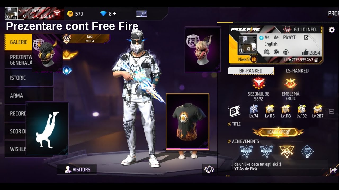 Prezentarea contului meu de Free Fire!