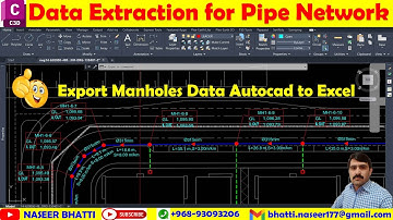 Data Extraction for Pipe Network | Data extraction Autocad to Excel | Export Data Autocad to Excel