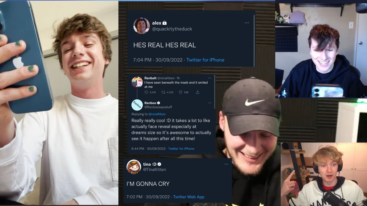 Creators reacting to Dream's face reveal(KARL JACOBS, RANBOO...)