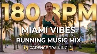 180 BPM RUNNING MUSIC 🌴 MIAMI BEACH RUN Cadence Training | 60 Min Morning Mix