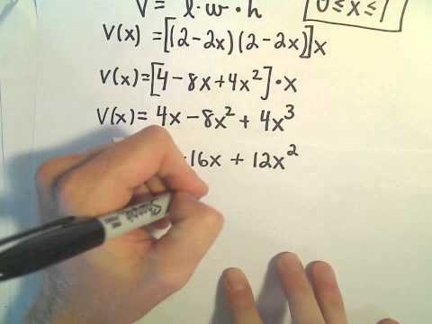 Optimization Problem #5 - Max Volume of a Box Made From Square of Material
