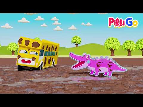 Wheels on the Bus 🚌🌈 | Colors of the Rainbow Song for Kids | Pilli Go | Nursery Rhymes and Kid Songs