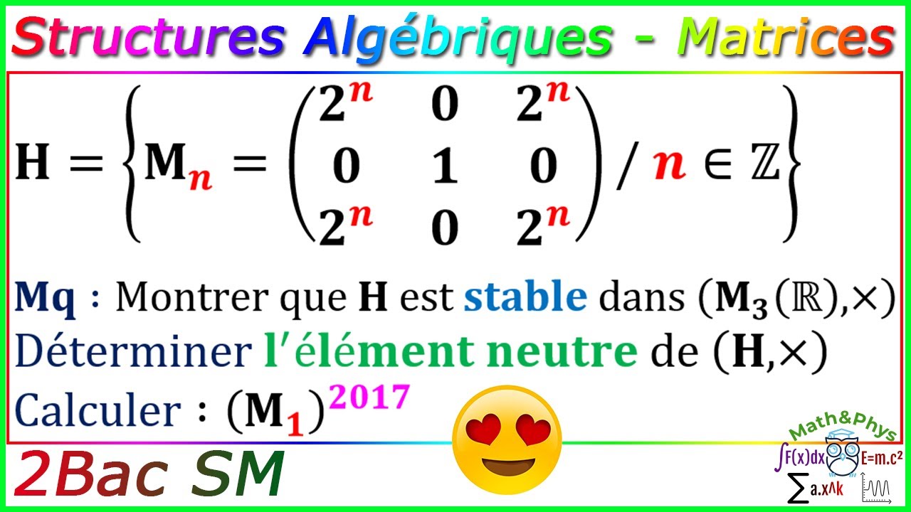 Structures Algébriques - Loi de Composition Interne - Matrices - 2 Bac SM - [Exercice 8]